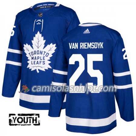 Camisola Toronto Maple Leafs James Van Riemsdyk 25 Adidas 2017-2018 Azul Authentic - Criança